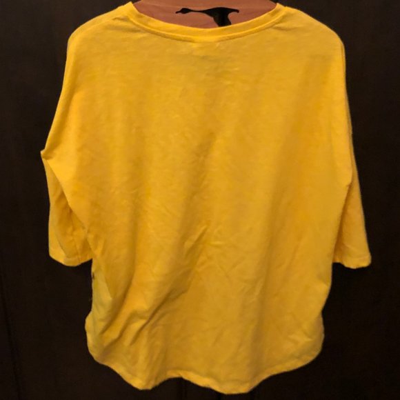 5/$50 Vibrant Yellow Noisy May V-Neck 3/4 Length Shirt. Size S. - Picture 2 of 5